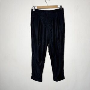 Cos Cupro Cotton Navy Blue Tapered Leg Pleated Trouser Pants Women's US‎ 2